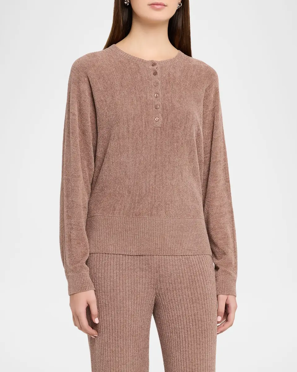 Barefoot Dreams CozyChic Ultra Lite Scalloped Henley Pullover | Thumbnail 4
