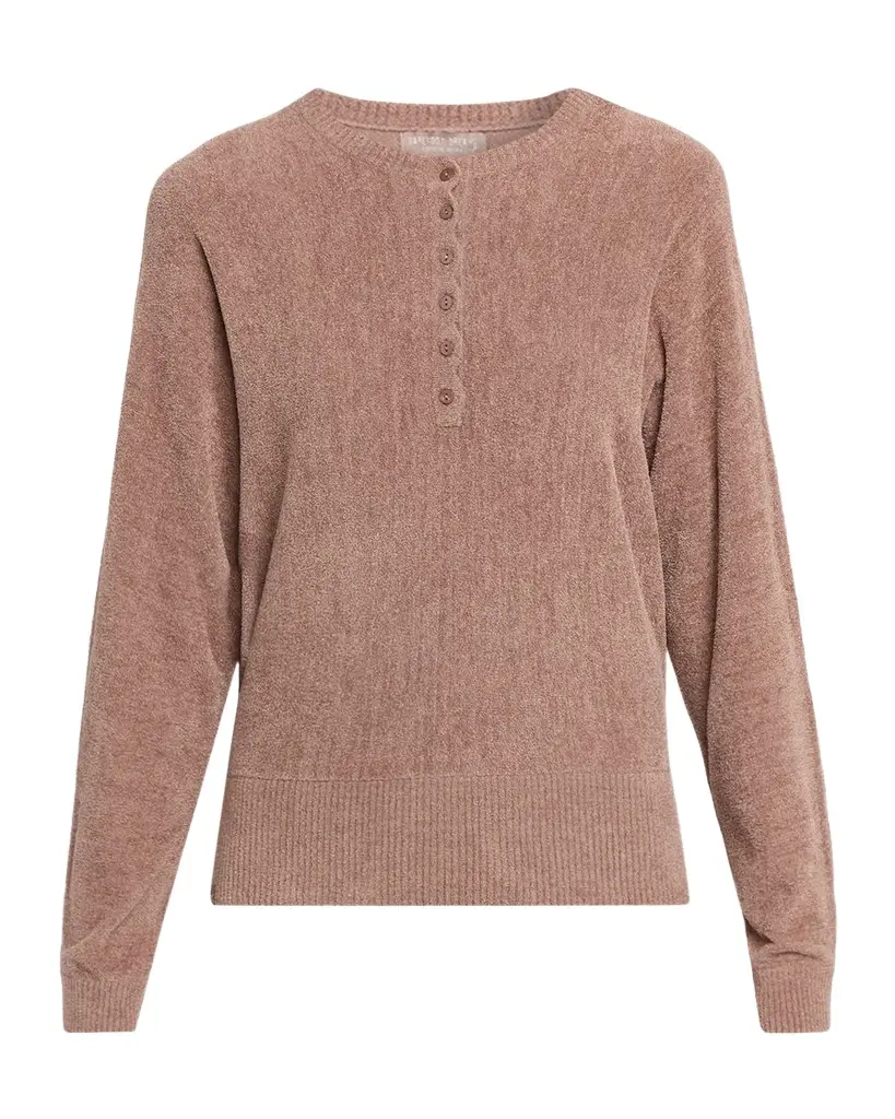 Barefoot Dreams CozyChic Ultra Lite Scalloped Henley Pullover | Image 1 Barefoot Dreams CozyChic Ultra Lite Scalloped Henley Pullover | Image 1