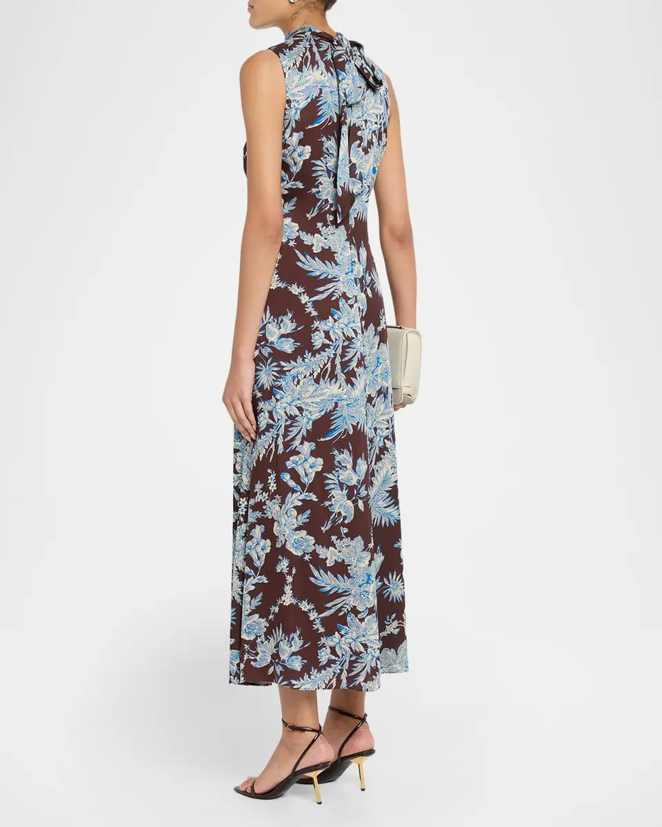 Elie Tahari The Sonja Sleeveless Mock-Neck Floral Midi Dress | Thumbnail 3 Elie Tahari The Sonja Sleeveless Mock-Neck Floral Midi Dress | Thumbnail 3