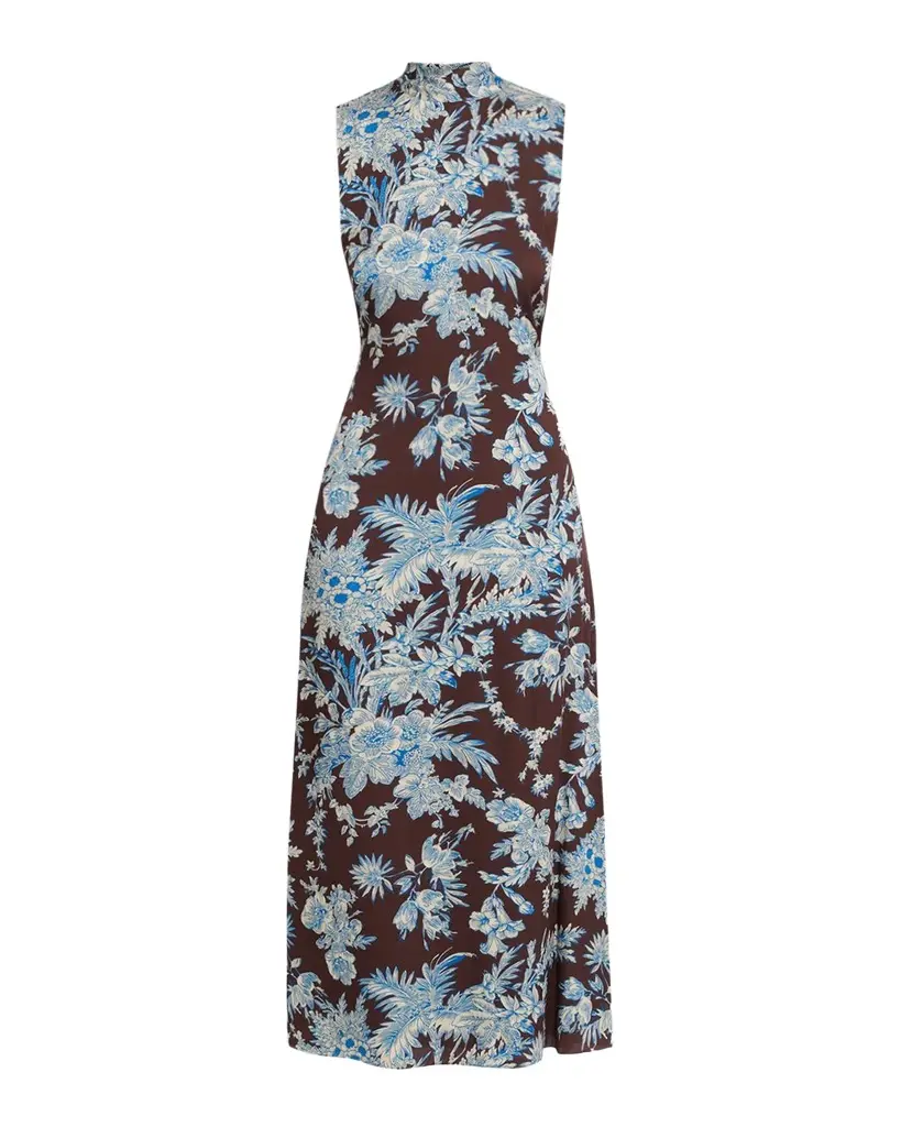 The Sonja Sleeveless Mock-Neck Floral Midi Dress