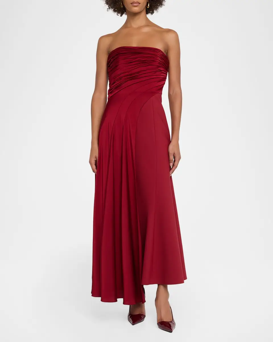 Cinq à Sept Clarisse Strapless Draped Midi Dress | Thumbnail 2 Cinq à Sept Clarisse Strapless Draped Midi Dress | Thumbnail 2