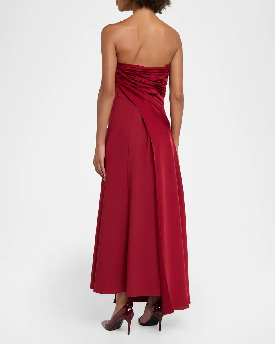 Cinq à Sept Clarisse Strapless Draped Midi Dress | Thumbnail 3 Cinq à Sept Clarisse Strapless Draped Midi Dress | Thumbnail 3
