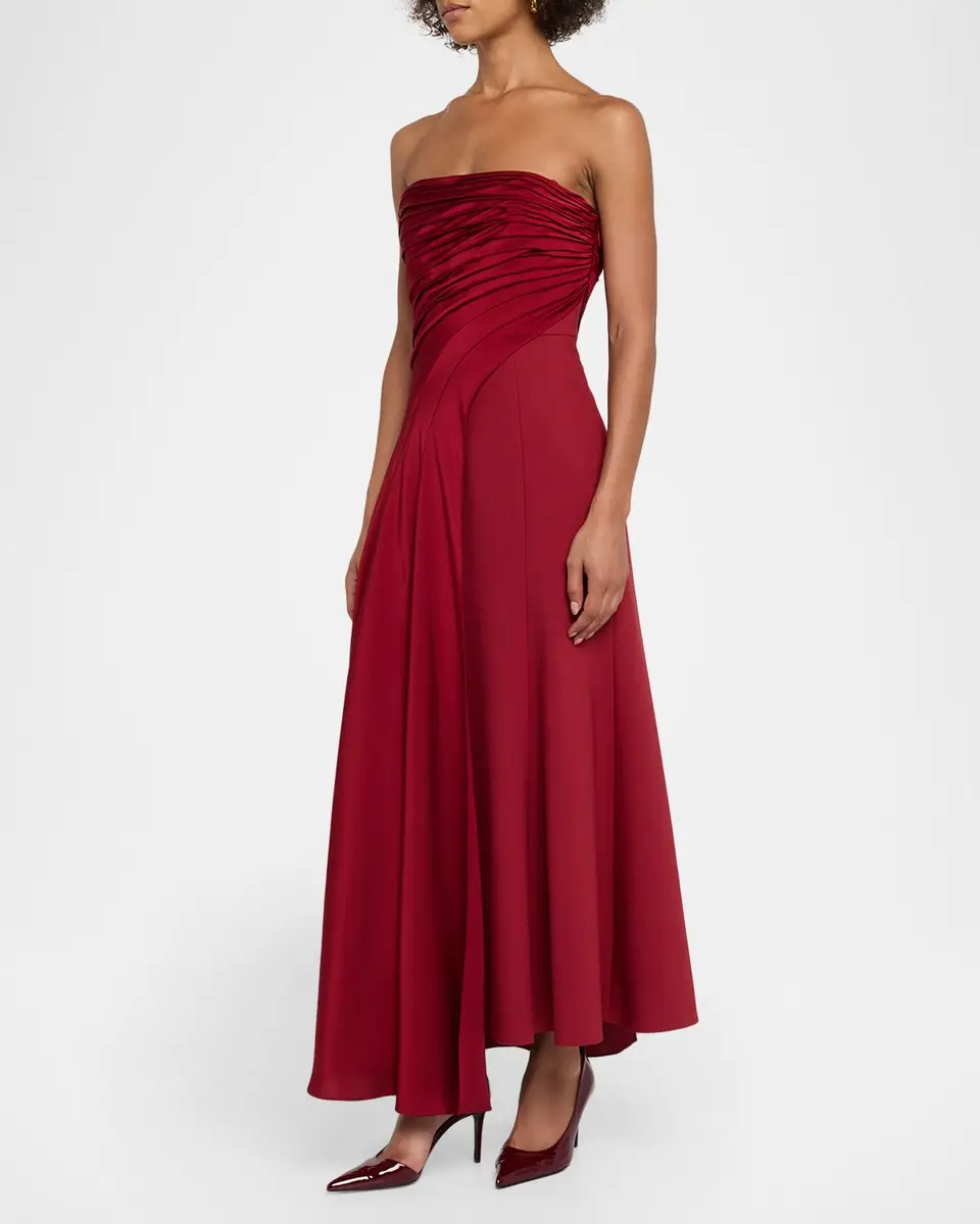 Cinq à Sept Clarisse Strapless Draped Midi Dress | Thumbnail 4 Cinq à Sept Clarisse Strapless Draped Midi Dress | Thumbnail 4