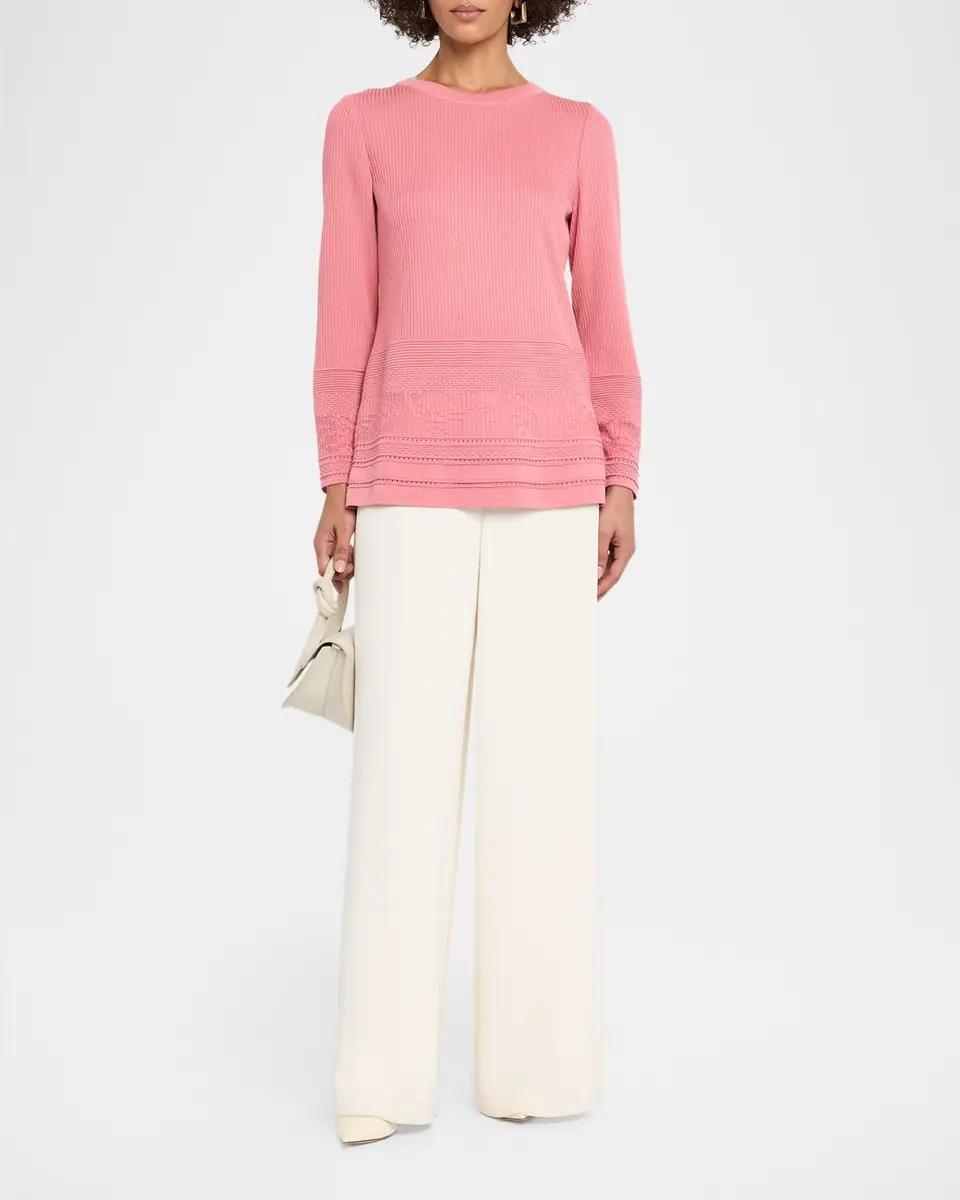 Misook Pointelle Knit Ribbed Tunic | Thumbnail 2