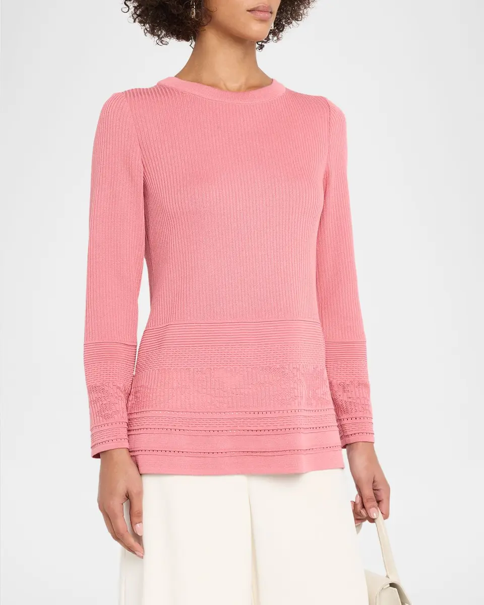 Misook Pointelle Knit Ribbed Tunic | Thumbnail 4