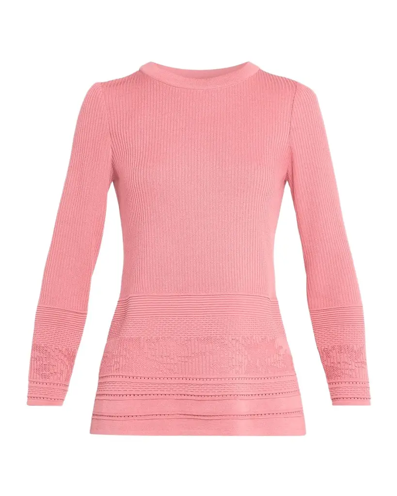 Misook Pointelle Knit Ribbed Tunic | Image 1 Misook Pointelle Knit Ribbed Tunic | Image 1