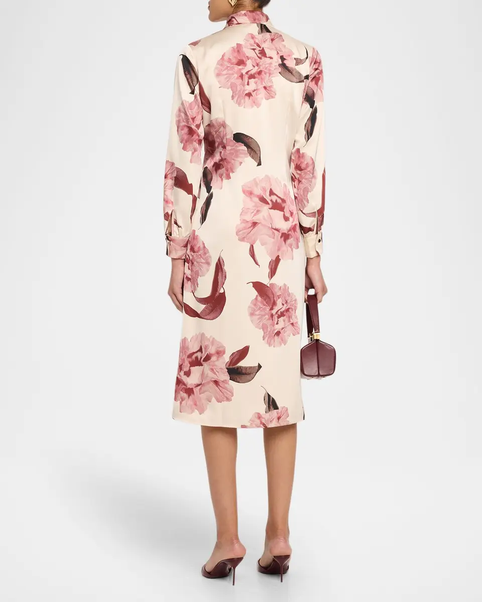 Misook Floral Satin Midi Shirtdress | Thumbnail 3