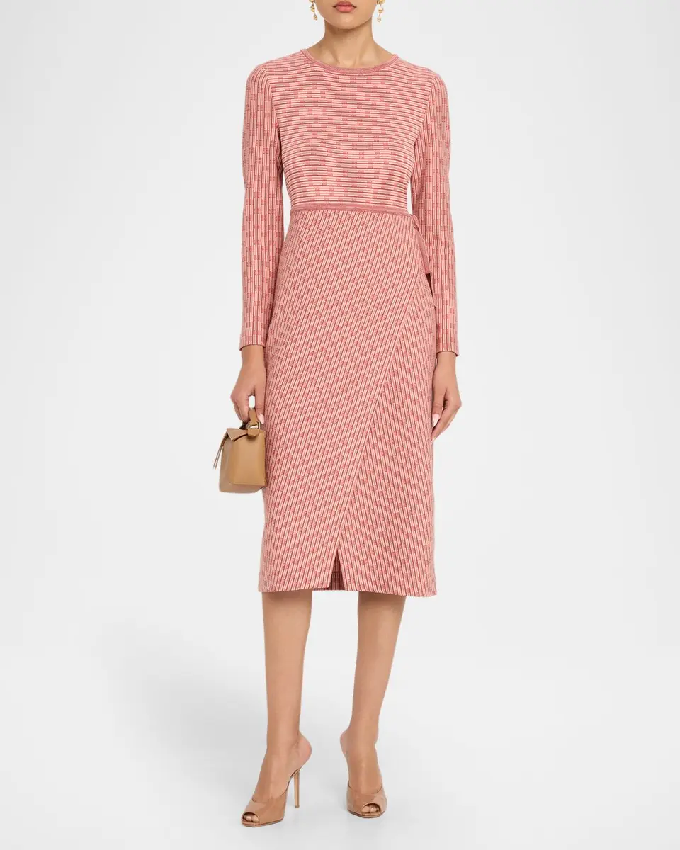 Misook Geometric Knit Wrap Midi Dress | Thumbnail 2 Misook Geometric Knit Wrap Midi Dress | Thumbnail 2