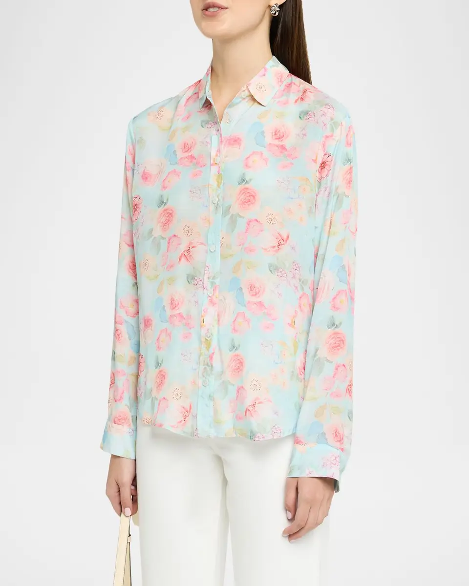 Cissa Floral Slim Button-Front Shirt | Thumbnail 4 Cissa Floral Slim Button-Front Shirt | Thumbnail 4