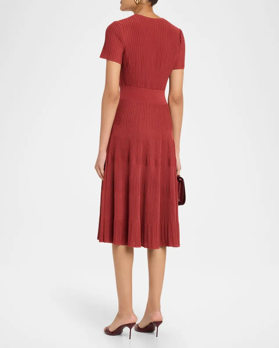 Misook Rib-Knit Fit & Flare Midi-Dress | Thumbnail 3 Misook Rib-Knit Fit & Flare Midi-Dress | Thumbnail 3