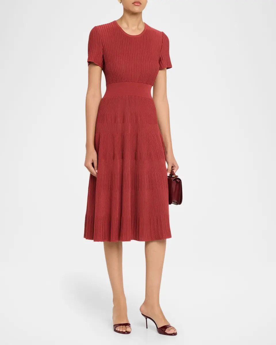 Misook Rib-Knit Fit & Flare Midi-Dress | Thumbnail 4 Misook Rib-Knit Fit & Flare Midi-Dress | Thumbnail 4