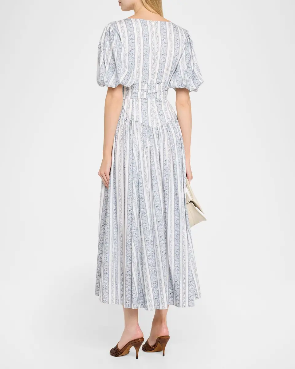 Cinq à Sept Corvin Belted Puff-Sleeve Midi Dress | Thumbnail 3