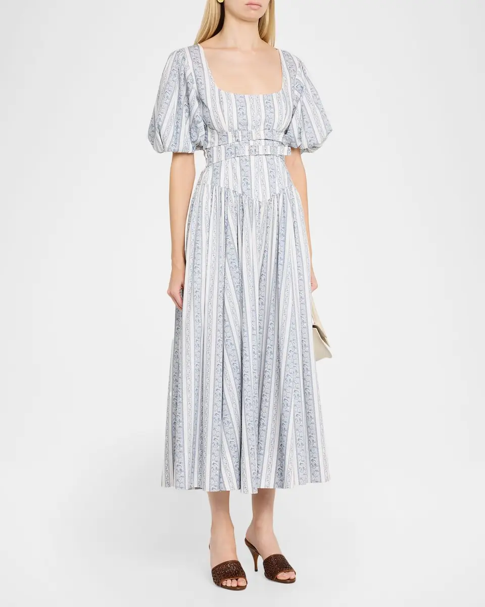 Cinq à Sept Corvin Belted Puff-Sleeve Midi Dress | Thumbnail 4