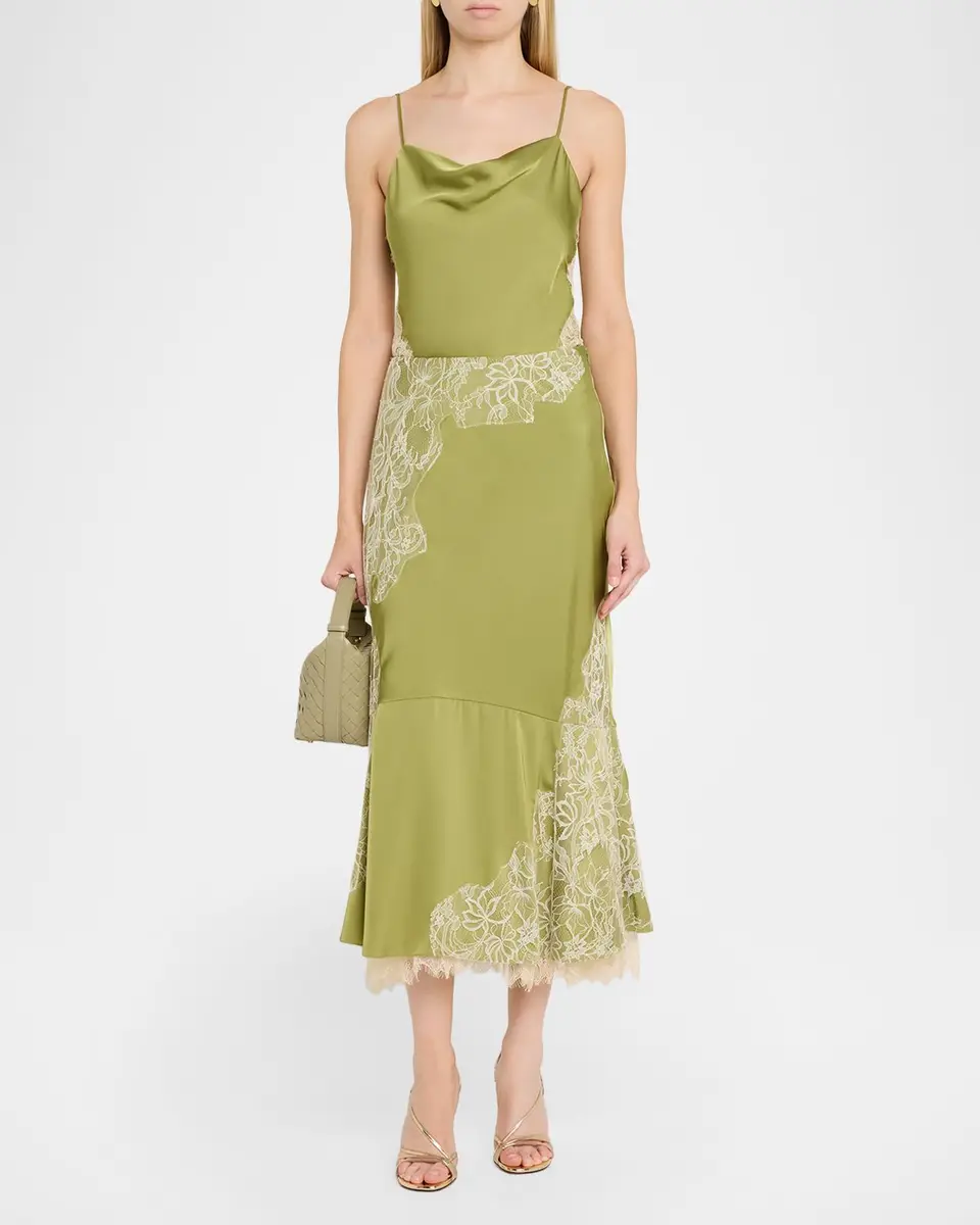 Cinq à Sept Esme Lace Satin Liore Midi Skirt | Thumbnail 2