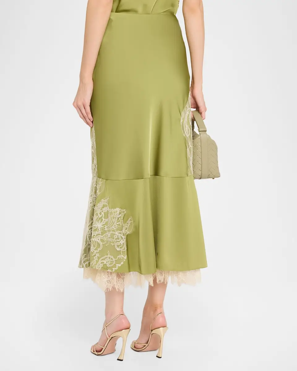 Cinq à Sept Esme Lace Satin Liore Midi Skirt | Thumbnail 3