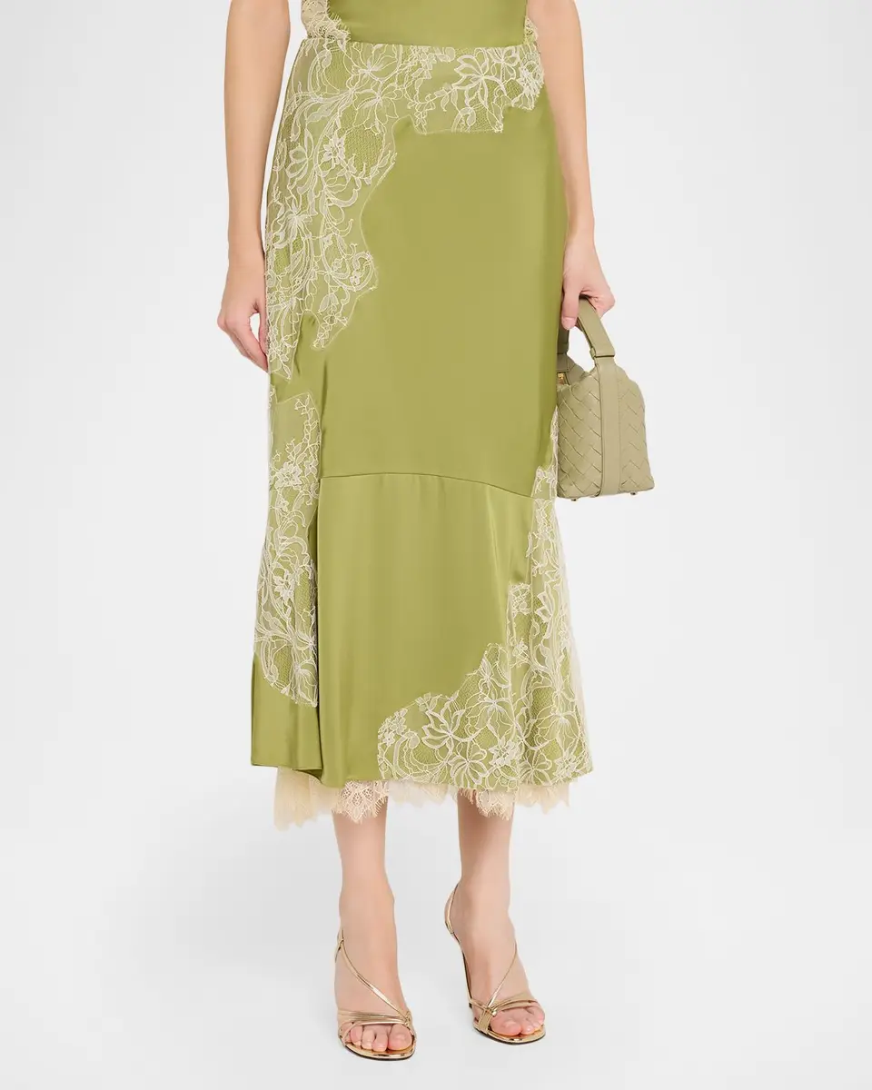 Cinq à Sept Esme Lace Satin Liore Midi Skirt | Thumbnail 4