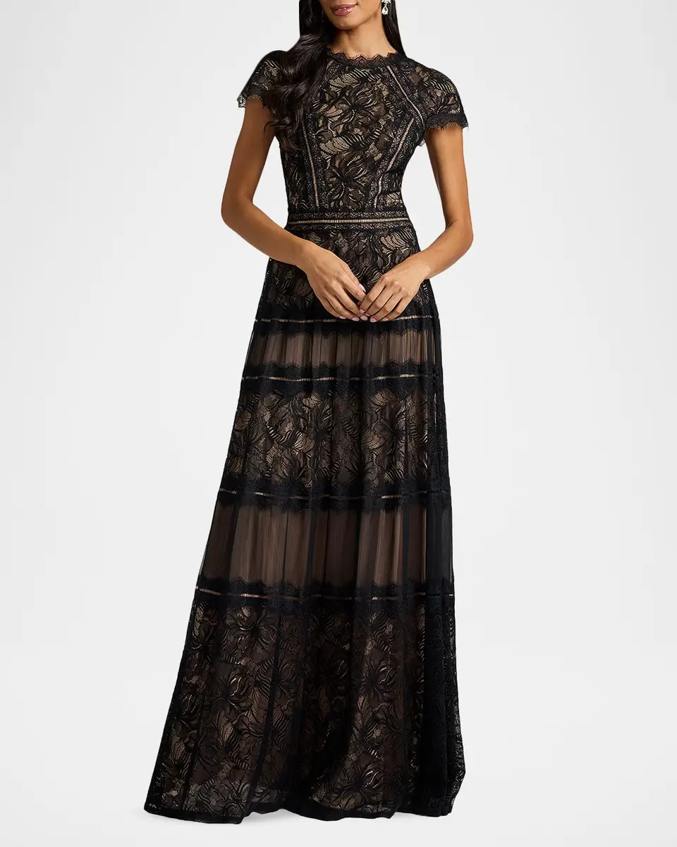 Tadashi Shoji Tiered Scallop-Trim Lace Gown | Thumbnail 2 Tadashi Shoji Tiered Scallop-Trim Lace Gown | Thumbnail 2