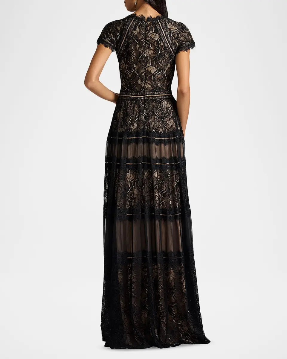 Tadashi Shoji Tiered Scallop-Trim Lace Gown | Thumbnail 3 Tadashi Shoji Tiered Scallop-Trim Lace Gown | Thumbnail 3