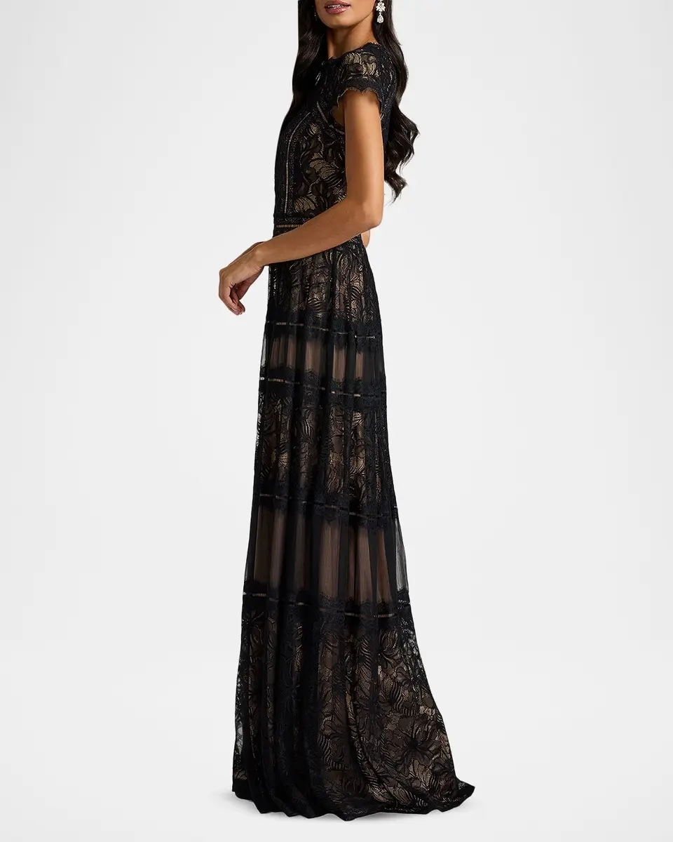 Tadashi Shoji Tiered Scallop-Trim Lace Gown | Thumbnail 5 Tadashi Shoji Tiered Scallop-Trim Lace Gown | Thumbnail 5