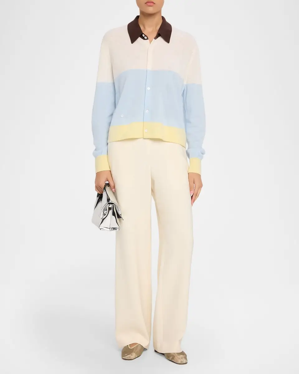 Cissa Cashmere-Wool Colorblock Polo Cardigan | Thumbnail 2 Cissa Cashmere-Wool Colorblock Polo Cardigan | Thumbnail 2