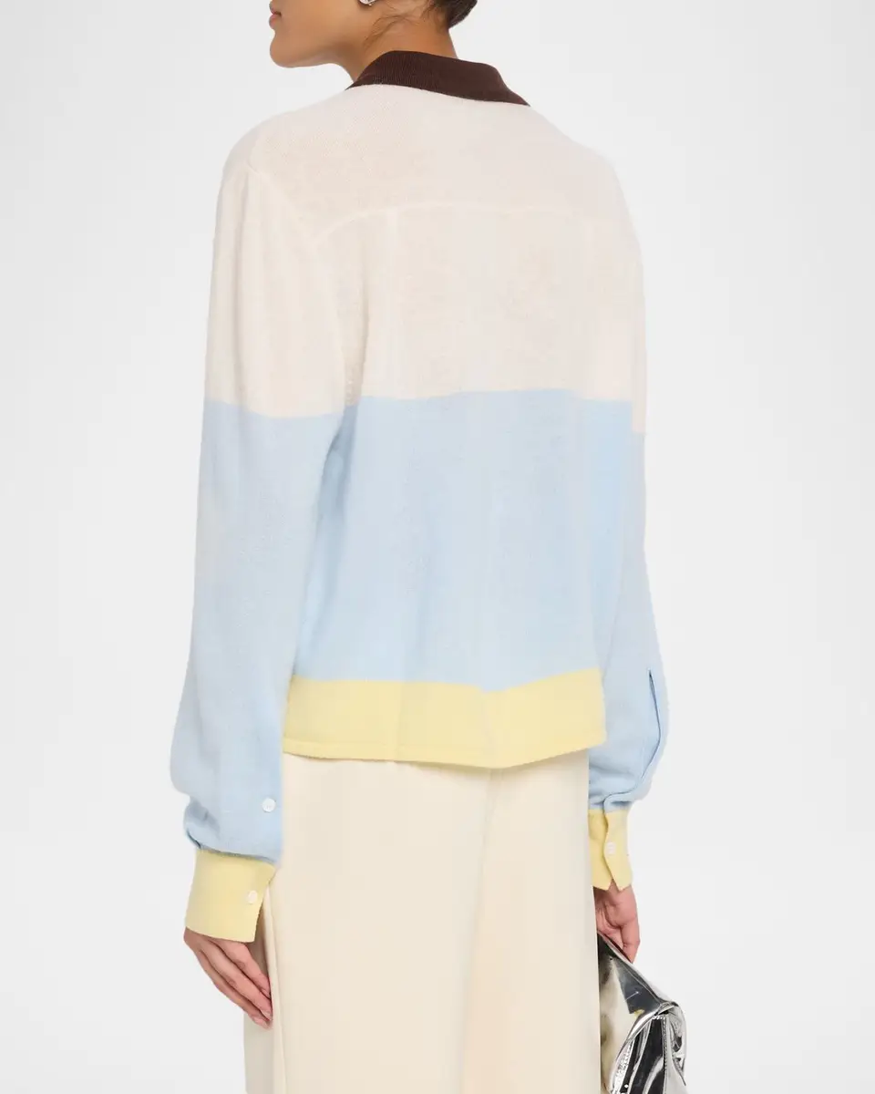 Cissa Cashmere-Wool Colorblock Polo Cardigan | Thumbnail 3 Cissa Cashmere-Wool Colorblock Polo Cardigan | Thumbnail 3