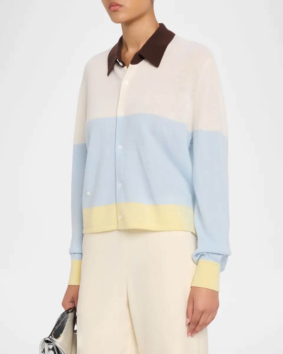 Cissa Cashmere-Wool Colorblock Polo Cardigan | Thumbnail 4 Cissa Cashmere-Wool Colorblock Polo Cardigan | Thumbnail 4