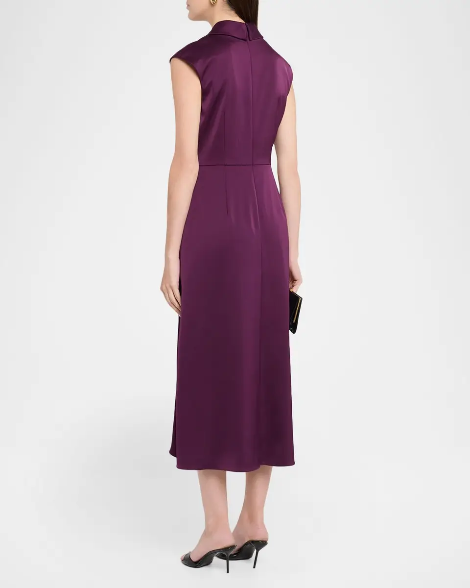 Aidan Mattox Sleeveless Pleated Twist-Front Midi Dress | Thumbnail 3 Aidan Mattox Sleeveless Pleated Twist-Front Midi Dress | Thumbnail 3