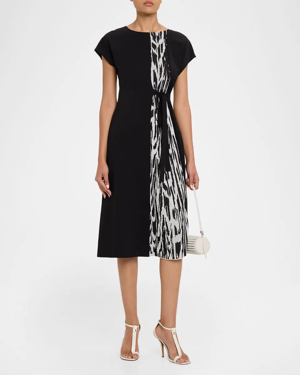 Misook Ikat Belted Knee-Length Dress | Thumbnail 4 Misook Ikat Belted Knee-Length Dress | Thumbnail 4