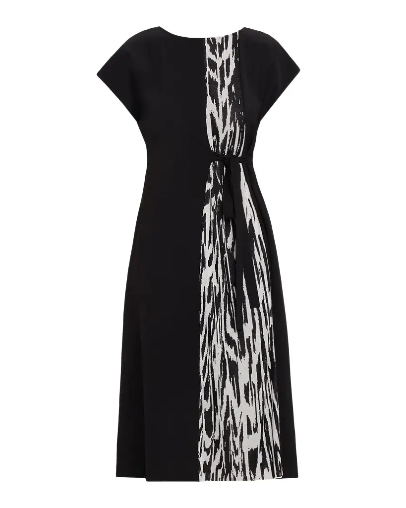Misook Ikat Belted Knee-Length Dress | Image 1 Misook Ikat Belted Knee-Length Dress | Image 1