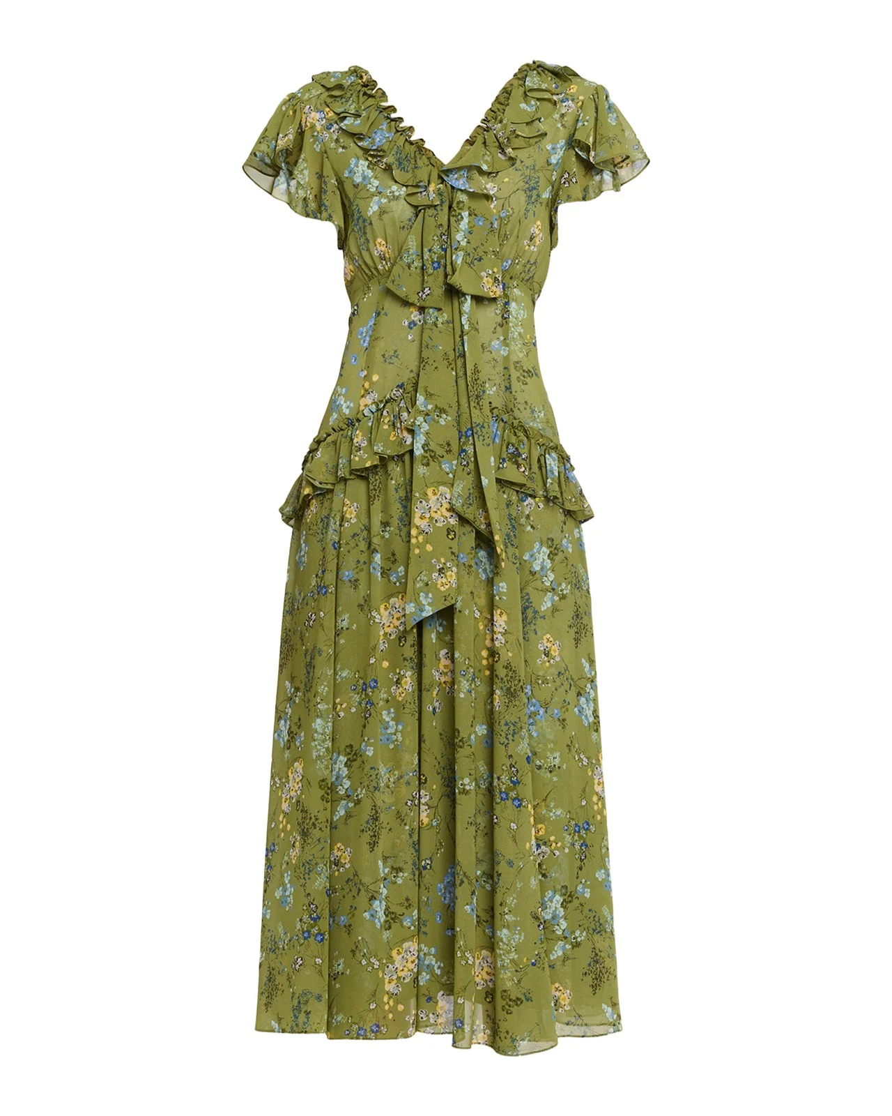 Windswept Floral Siv Ruffle Midi Dress Windswept Floral Siv Ruffle Midi Dress