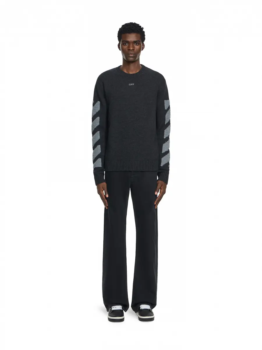 Off-White Diagonals Fuzzy Knit Crewneck | Thumbnail 2 Off-White Diagonals Fuzzy Knit Crewneck | Thumbnail 2