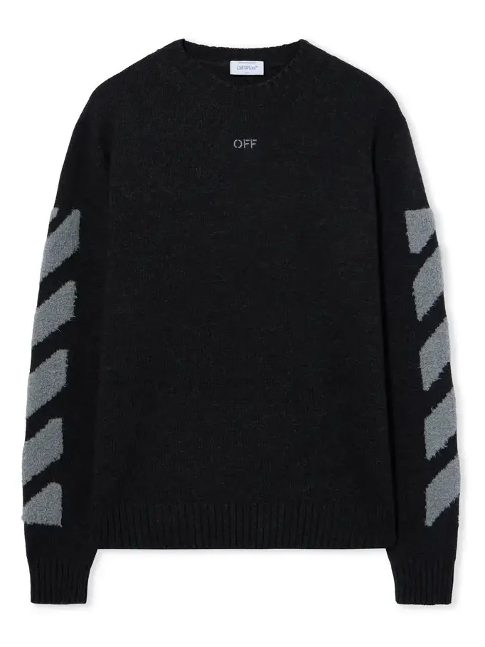 Diagonals Fuzzy Knit Crewneck