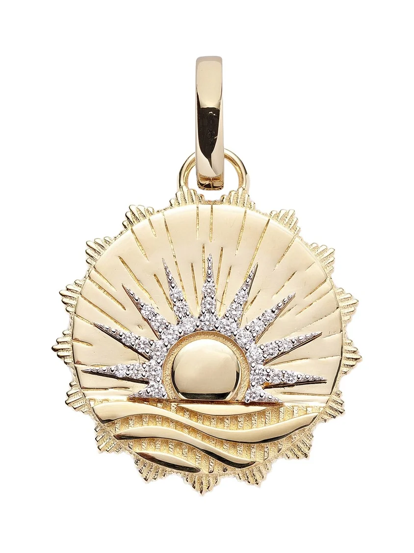 Foundrae New Beginnings - Internal Compass 18kt gold pendant with diamonds