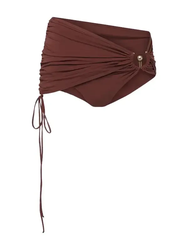 Christopher Esber Embellished ruched bikini bottoms