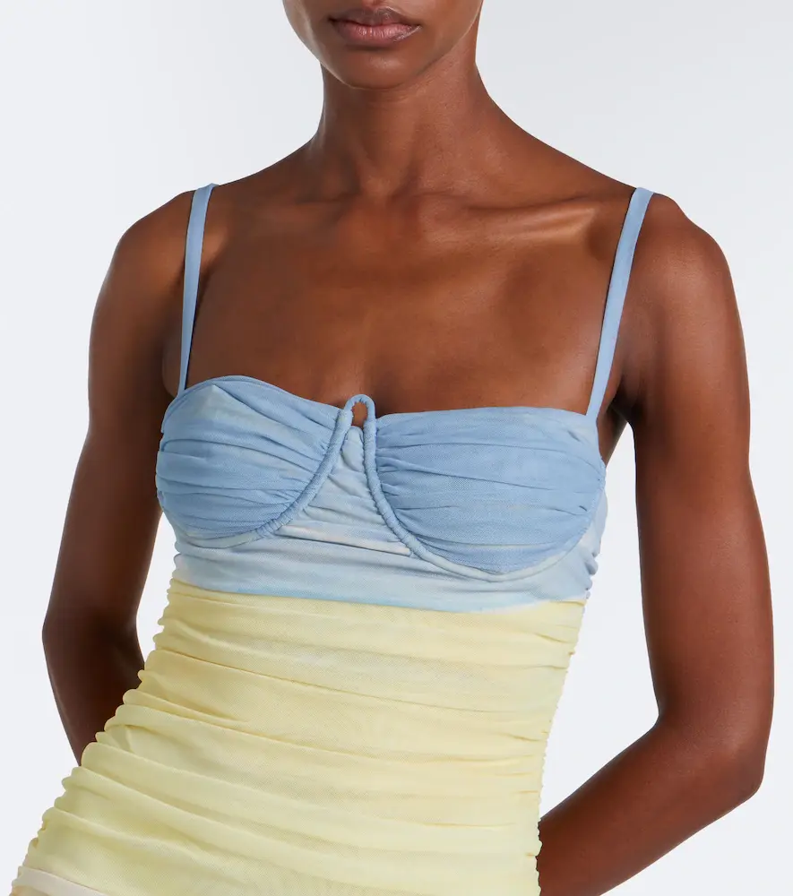 SIR. Printed ruched mesh midi dress | Thumbnail 2 SIR. Printed ruched mesh midi dress | Thumbnail 2