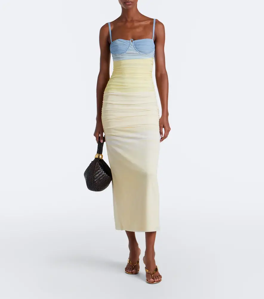 SIR. Printed ruched mesh midi dress | Thumbnail 4 SIR. Printed ruched mesh midi dress | Thumbnail 4
