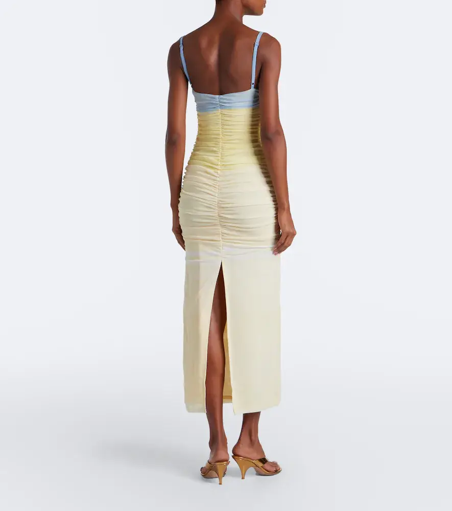 SIR. Printed ruched mesh midi dress | Thumbnail 5 SIR. Printed ruched mesh midi dress | Thumbnail 5