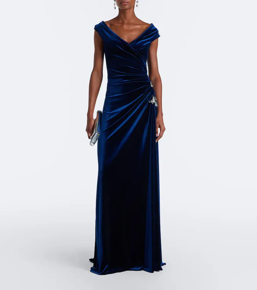 MONIQUE LHUILLIER Embellished draped velvet gown | Thumbnail 3 MONIQUE LHUILLIER Embellished draped velvet gown | Thumbnail 3