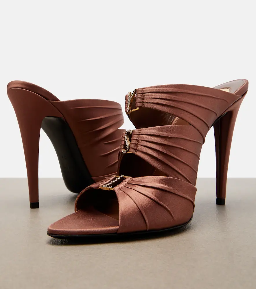 Saint Laurent Emilie crêpe satin mules | Thumbnail 3 Saint Laurent Emilie crêpe satin mules | Thumbnail 3