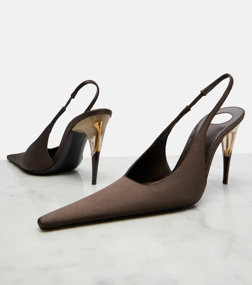Saint Laurent Goya crêpe satin slingback pumps | Thumbnail 3 Saint Laurent Goya crêpe satin slingback pumps | Thumbnail 3