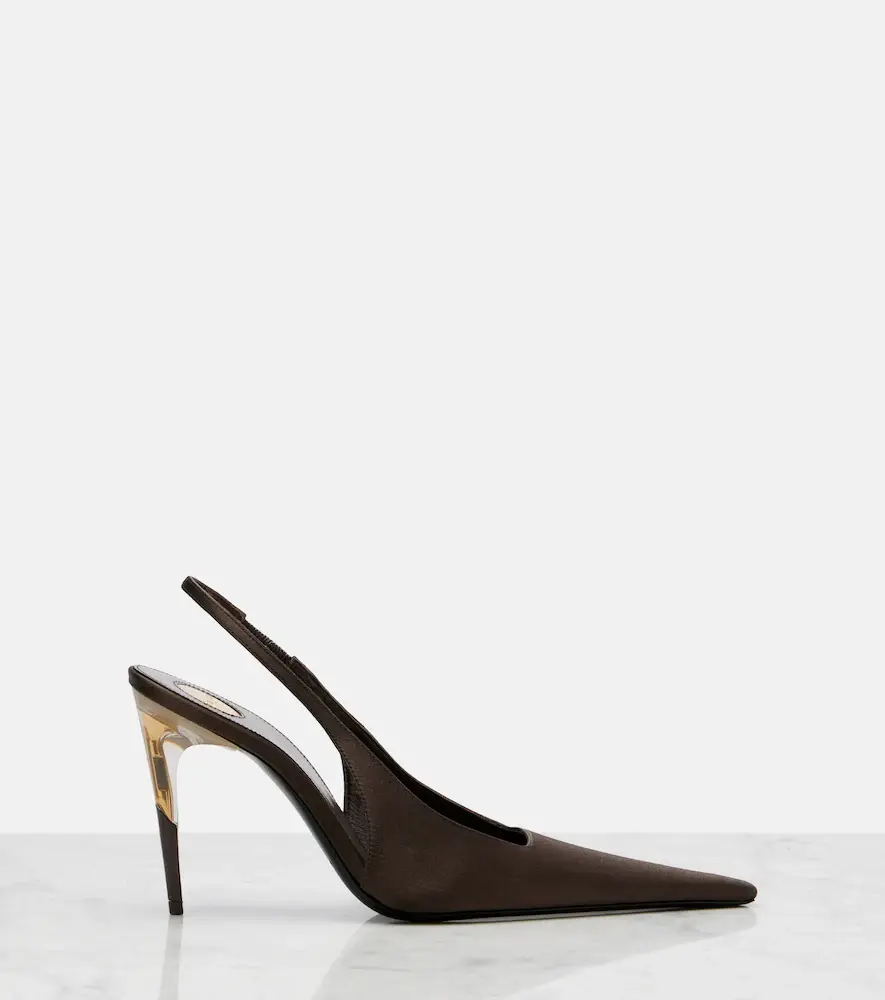 Saint Laurent Goya crêpe satin slingback pumps | Thumbnail 5 Saint Laurent Goya crêpe satin slingback pumps | Thumbnail 5