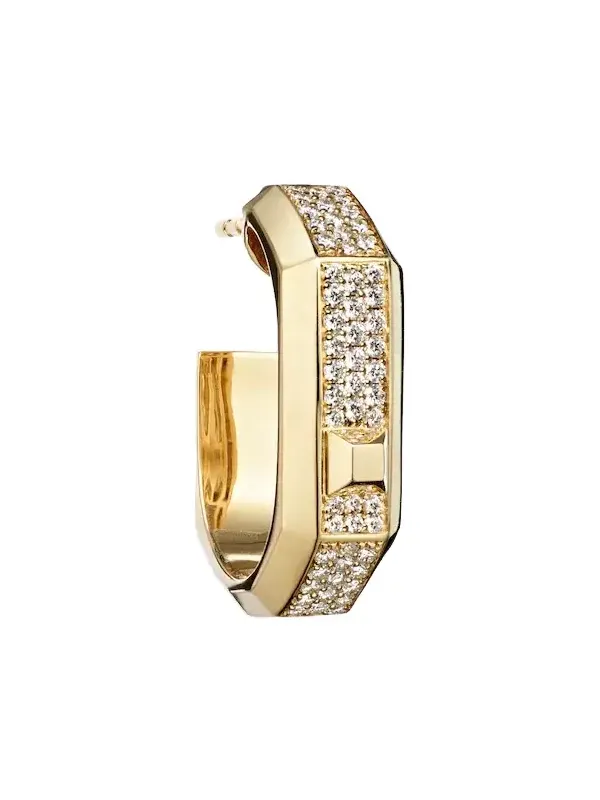 Moderniste Medium 18kt gold single hoop earring with diamonds