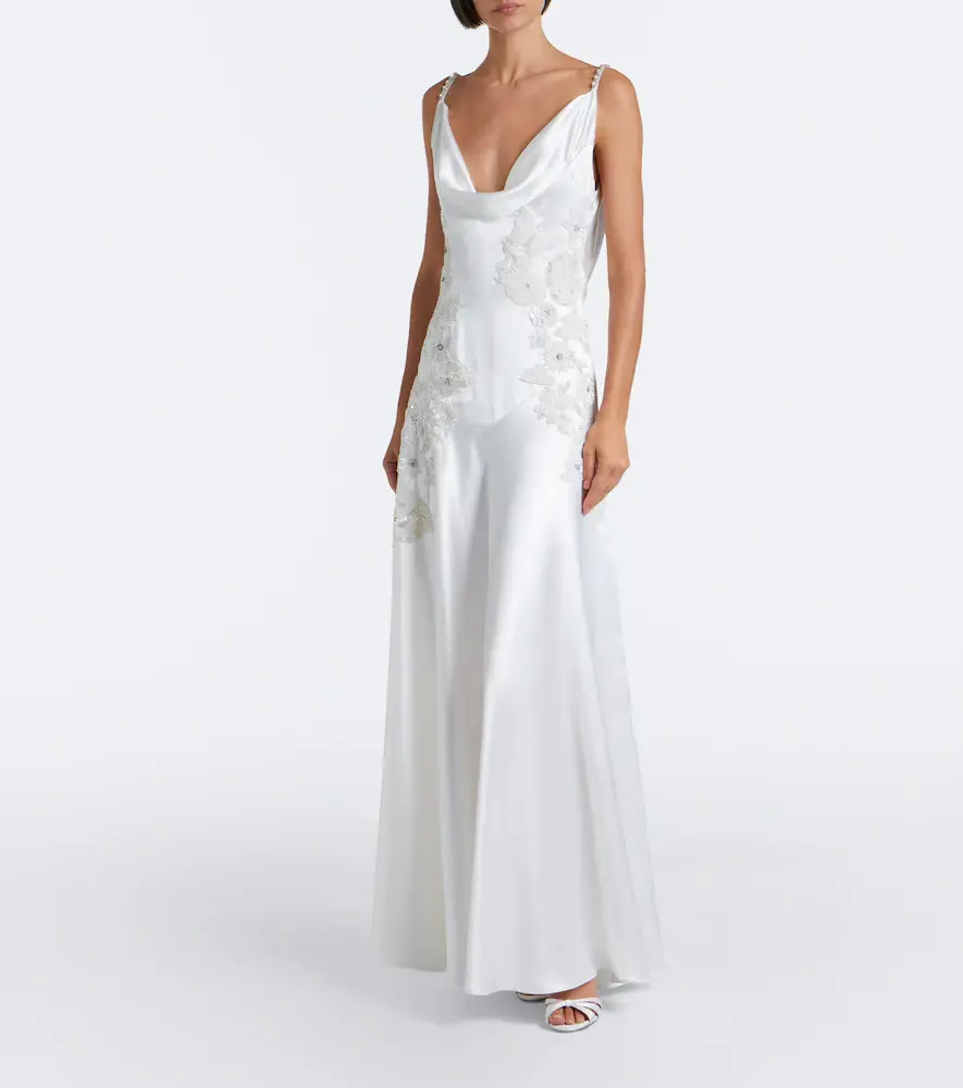 LA FUORI Là Fuori Embellished embroidered silk gown | Thumbnail 4