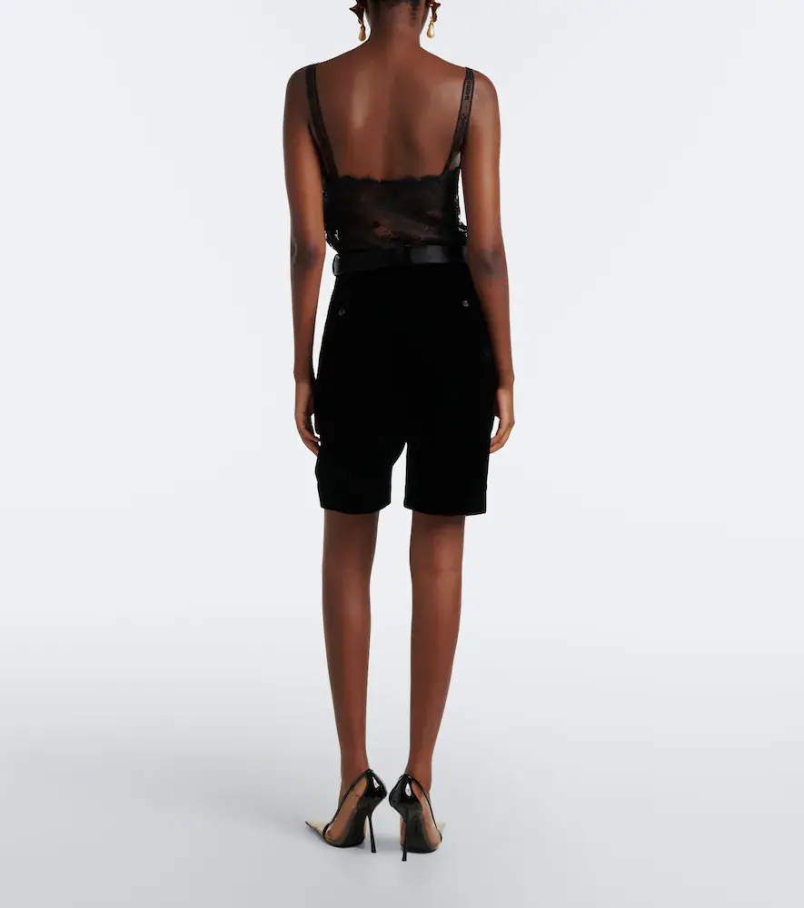 Saint Laurent Belted velvet Bermuda shorts | Thumbnail 5 Saint Laurent Belted velvet Bermuda shorts | Thumbnail 5