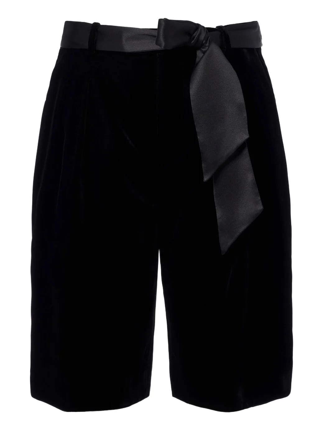 Saint Laurent Belted velvet Bermuda shorts