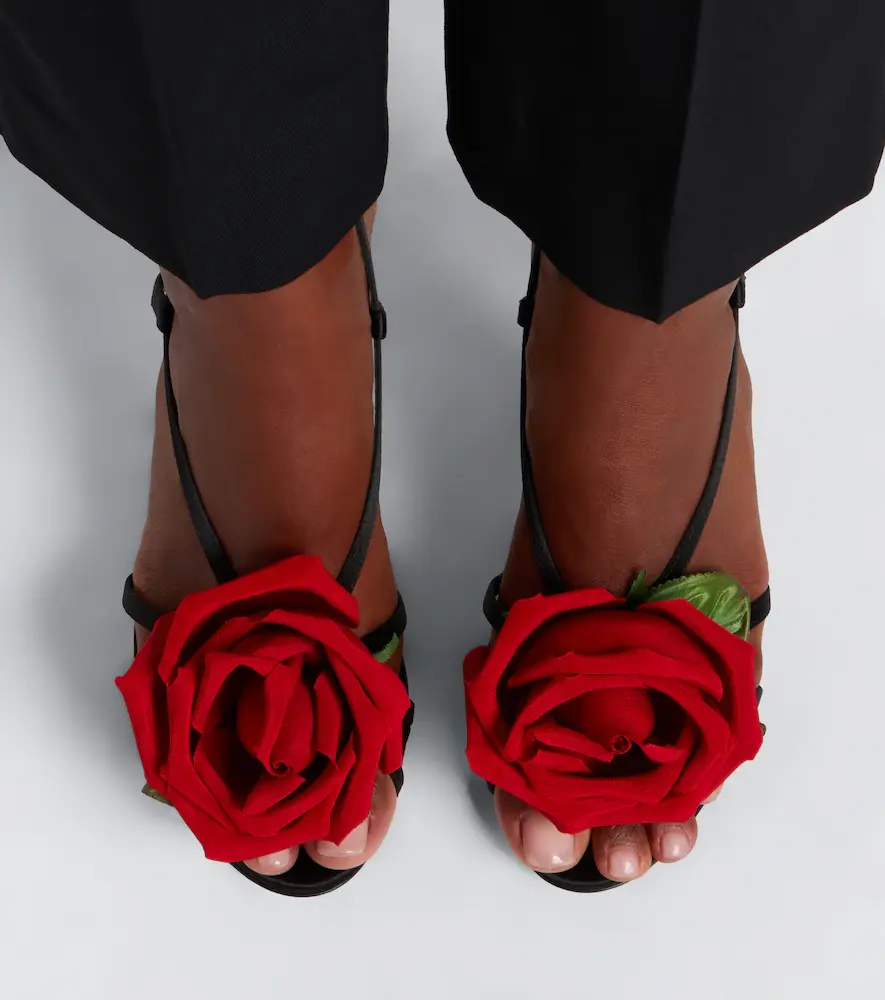 Dolce & Gabbana Floral-appliqué satin slingback sandals | Thumbnail 6