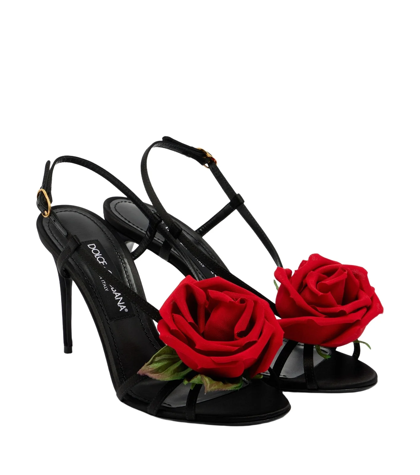 Floral-appliqué satin slingback sandals Floral-appliqué satin slingback sandals