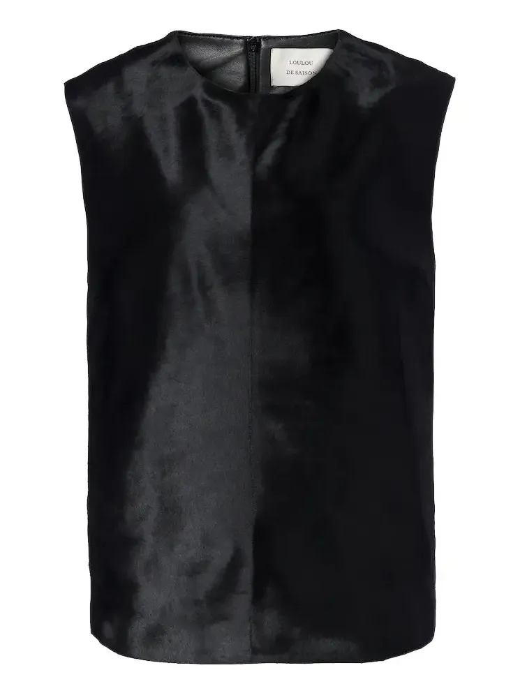 Juni pony-effect leather top