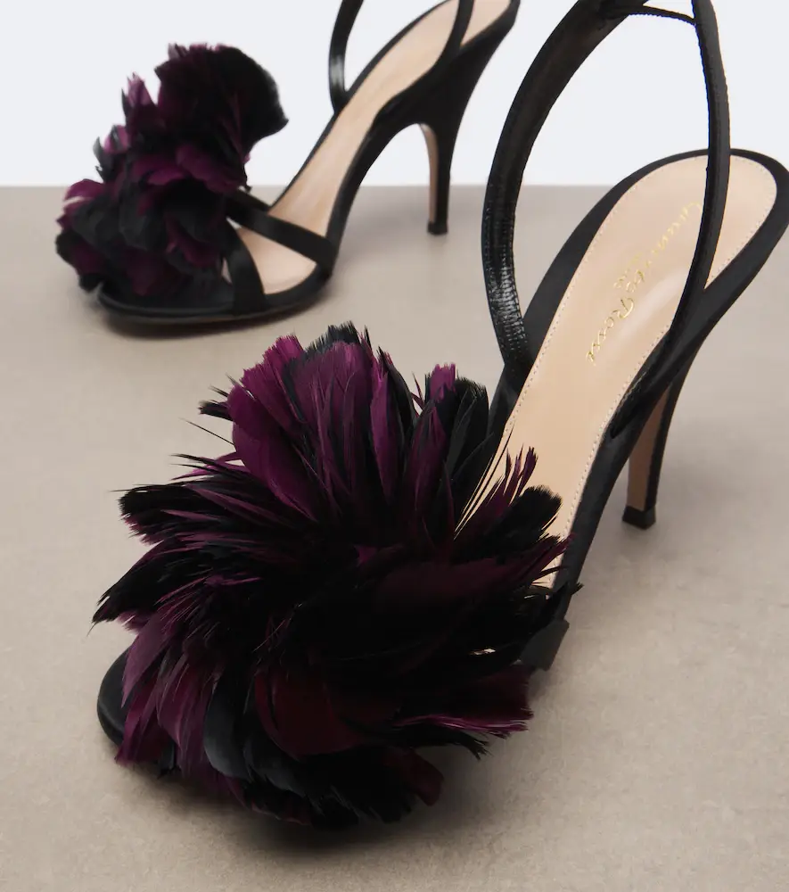 Gianvito Rossi Floral-appliqué satin slingback sandals | Thumbnail 4