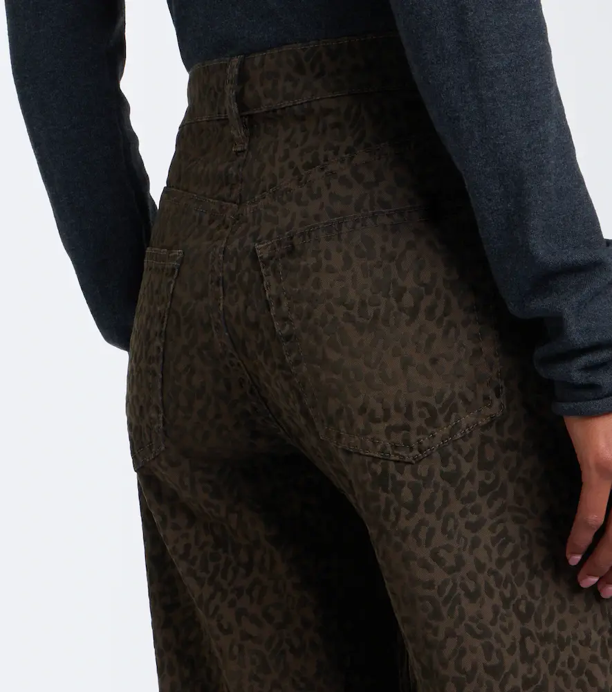 Frame Bow leopard-print barrel-leg jeans | Thumbnail 4